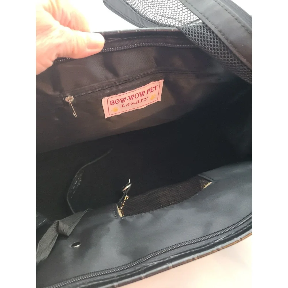 Bow-Wow Stylish Pet Carrier Is Designed for Small Pets. Faux Croc Leather Black